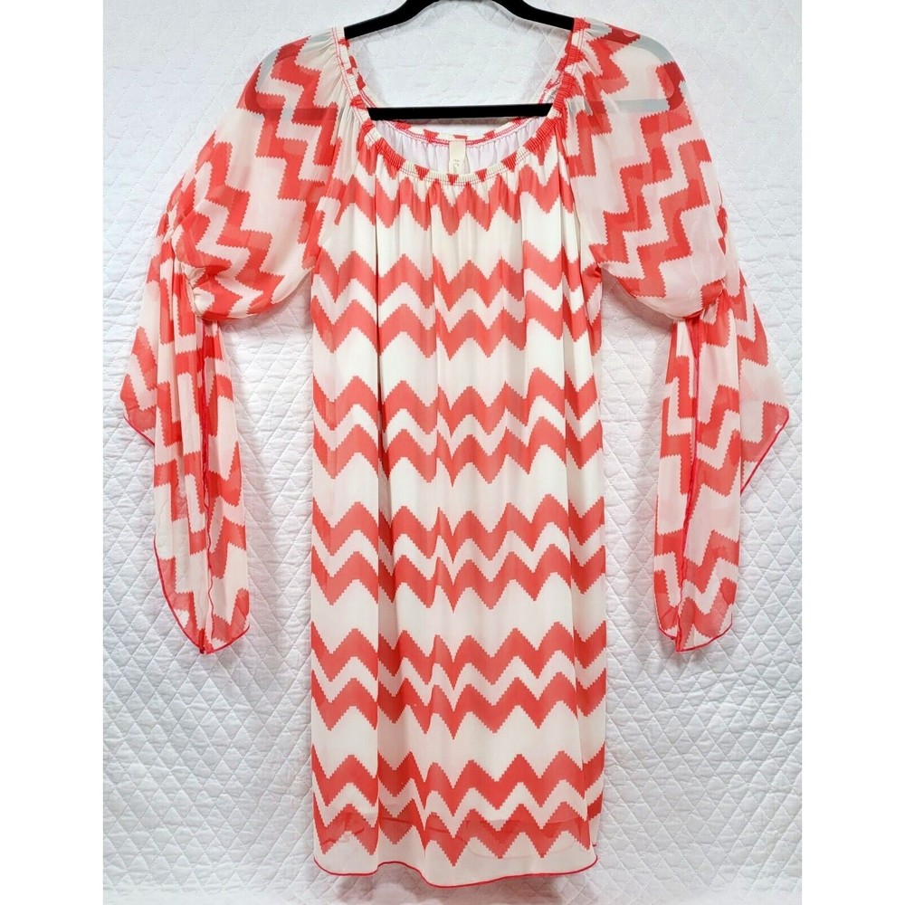 Candy Rose Woman's Tunic Top Dress Size Small Flutter Sleeve Chevron Print